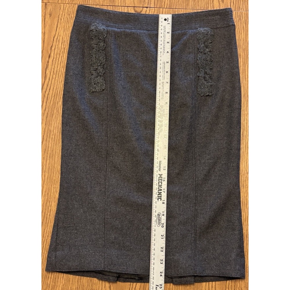 Blumarine Gray Wool Cashmere Pencil Skirt Sz 8 Italy Button Fan Back‎ Lined - Picture 8 of 11